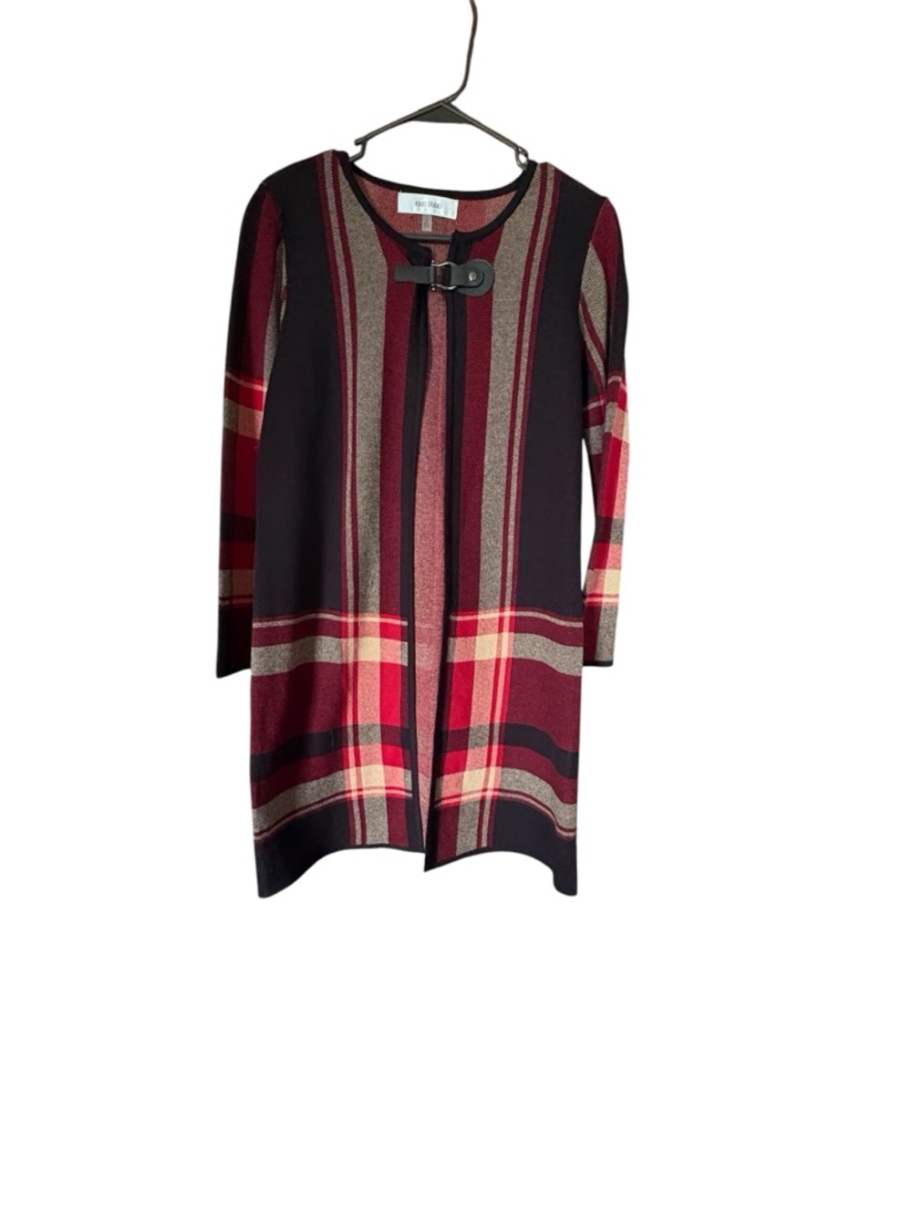 Jones Studio Black, Red & Cream Knit Top